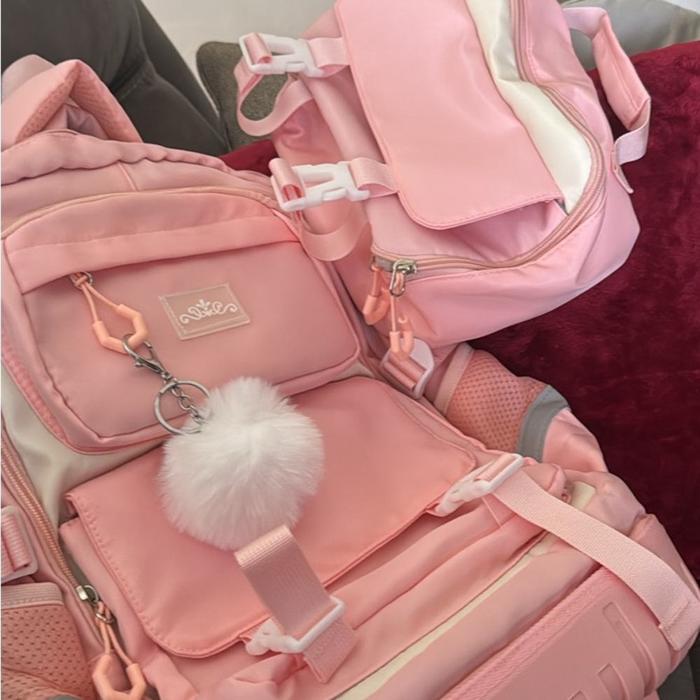 Cute Pink Backpack Set